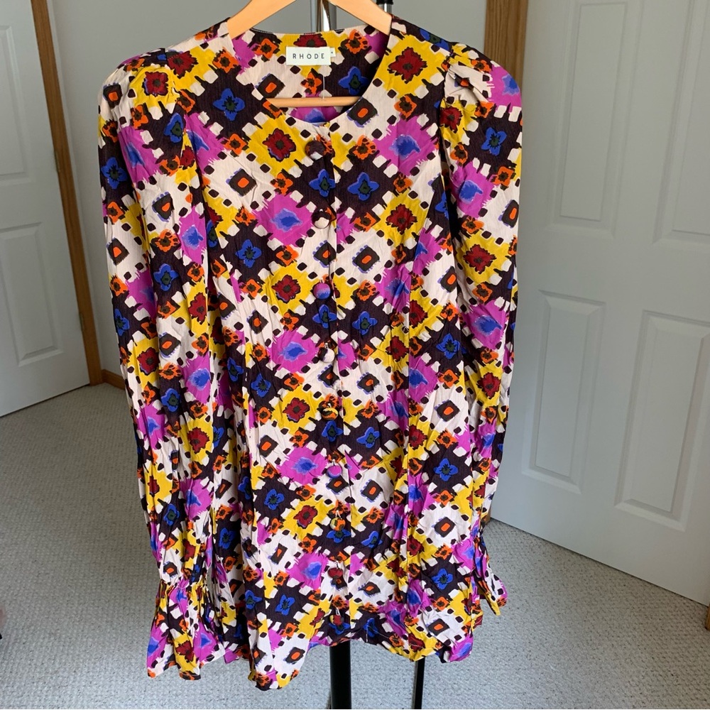 Rhode Nara Long Sleeve Mini Dress Aquarelle 4